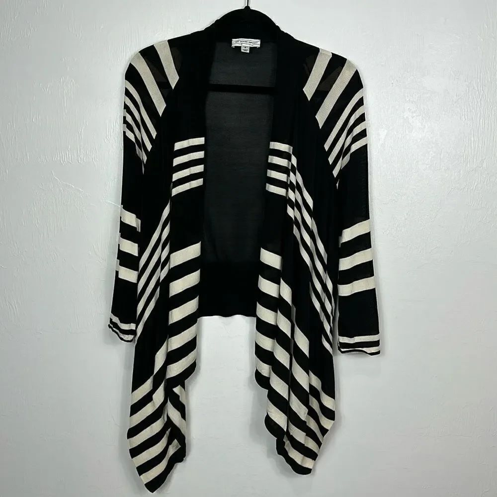 St. John Sport Womens Striped Draped Open Front Cardigan Size S